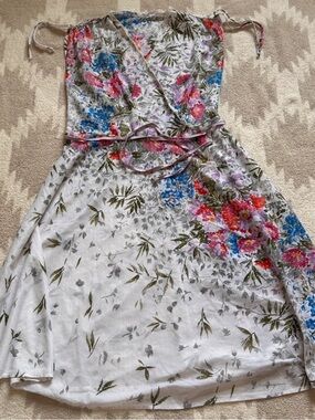 Vintage floral sheer textured crossover top dress